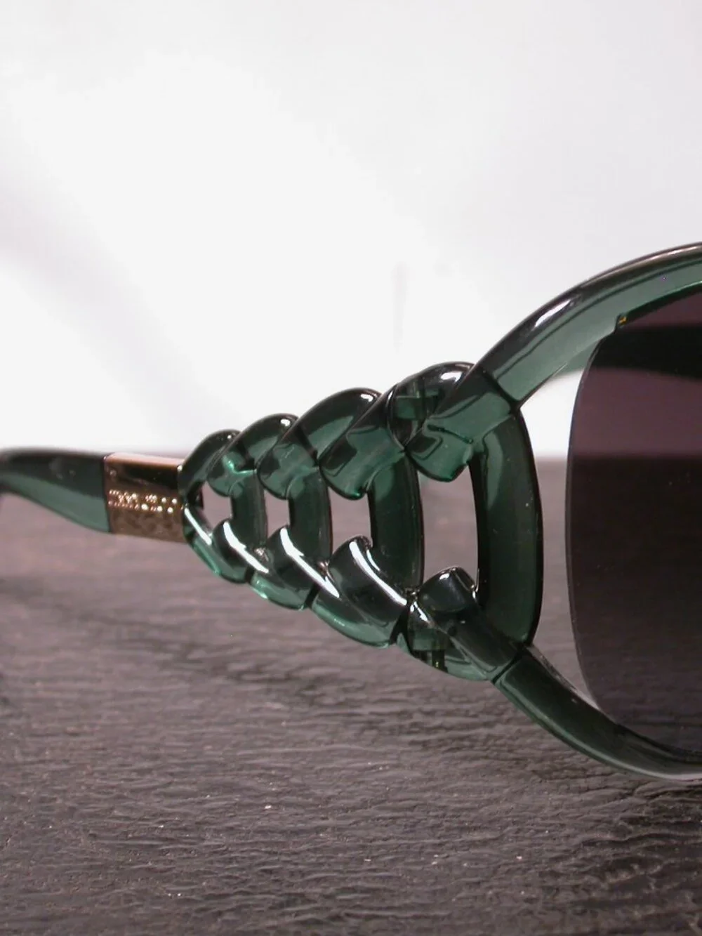 Authentic Jimmy Choo Clear Green Link Gold Sunglasses Made in Italy FRAME ONLY